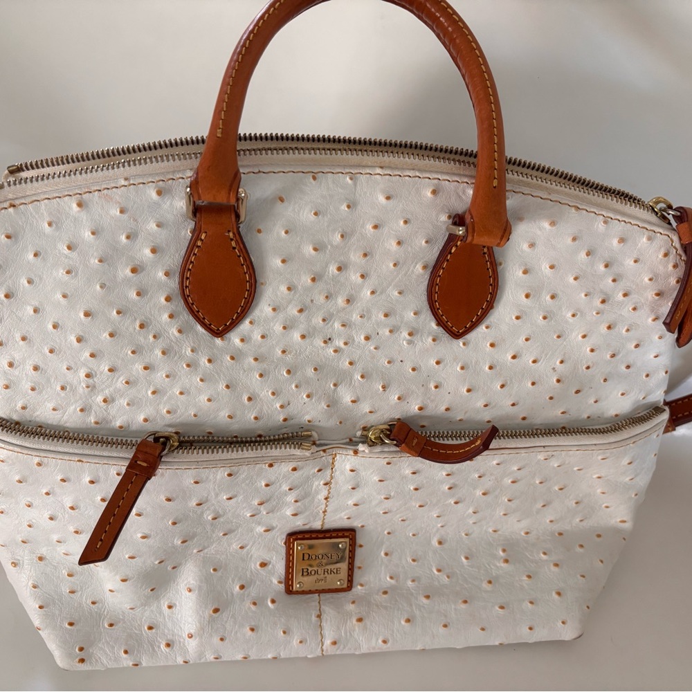 Dooney & Bourke Cream and Brown Satchel